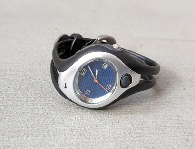 Pre-owned Nike Vintage  Watch Blue Analog Rubber Sports Minimal Y2k In Blue/black