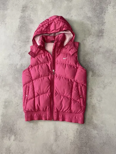 Pre-owned Nike Vintage  Y2k Drill Puffer Vest Hype In Pink