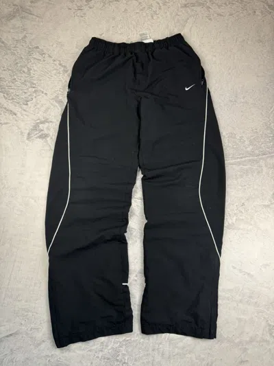 Pre-owned Nike Vintage Nylon Double Logo Oversize Boxy Fit Sweatpants In Black