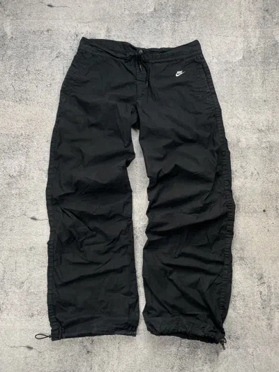Pre-owned Nike Vintage Nylon  Big Logo Parachute Y2k Pants In Black