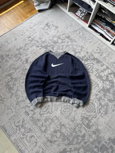 Pre-owned Nike Vintage Sweatshirt Big Logo Boxy Cropped Japanese Y2k In Blue