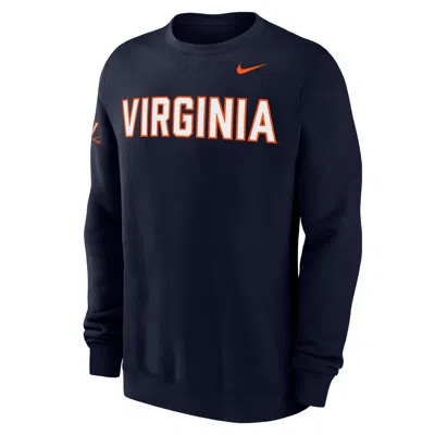 Nike Virginia Club Fleece  Men's College Crew-neck Sweatshirt In Blue
