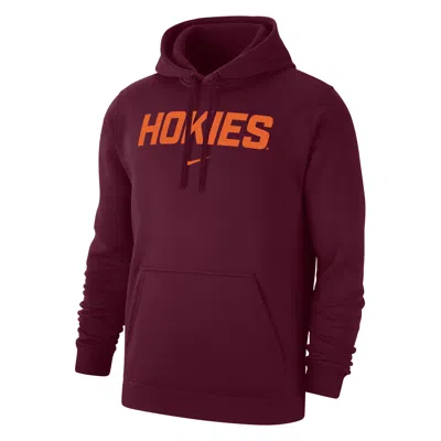 Nike Virginia Tech Club Fleece  Men's College Pullover Hoodie In Red