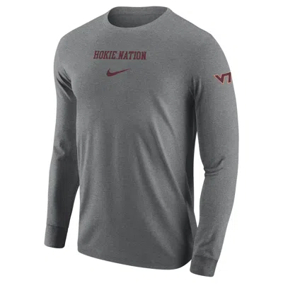 Nike Virginia Tech  Men's College Long-sleeve T-shirt In Gray