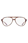 Nike Vital Drift 57mm Aviator Blue Light Blocking Reading Glasses In Brown