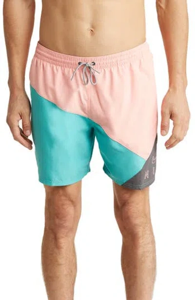 Nike Volley Swim Trunks In Pink/teal/iron Grey