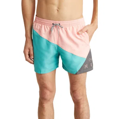 Nike Volley Swim Trunks In Pink/teal/iron Grey