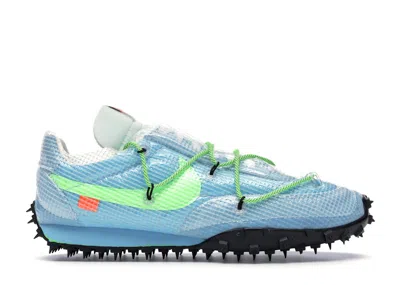 Pre-owned Nike Waffle Racer Offwhite (women's) Sneakers In Vivid Sky Blue/black/electric Green