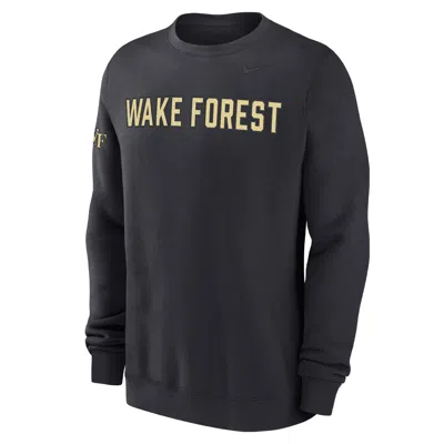 Nike Wake Forest Club Fleece  Men's College Crew-neck Sweatshirt In Gray