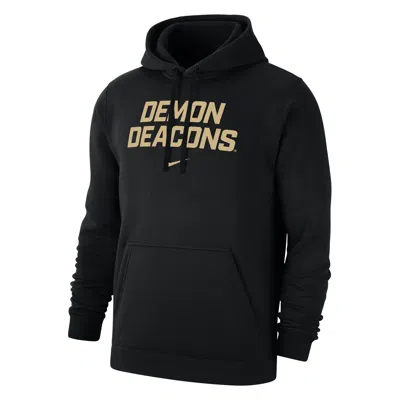 Nike Wake Forest Club Fleece  Men's College Pullover Hoodie In Black