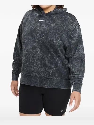 Nike Washed Fleece Hoodie In Black
