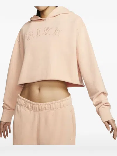 Nike Washed-effect Cropped Hoodie In Pink