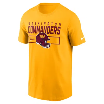 Nike Gold Washington Commanders Primetime Helmet Essential T-shirt In Yellow