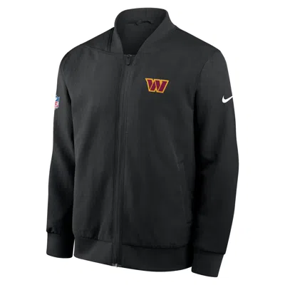 Nike Washington Commanders Sideline  Men's Nfl Full-zip Bomber Jacket In Black