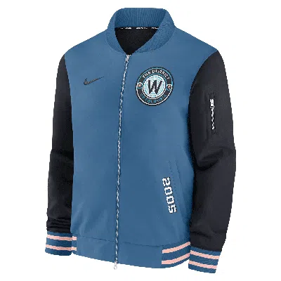 Nike Washington Nationals Authentic Collection City Connect  Men's Mlb Full-zip Bomber Jacket In Blue