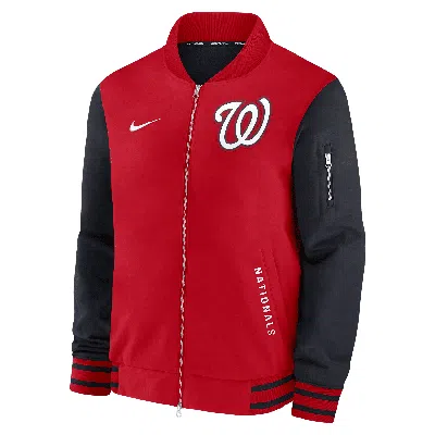 Nike Washington Nationals Authentic Collection Dugout  Men's Mlb Full-zip Bomber Jacket In Red