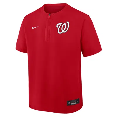 Nike Washington Nationals Authentic Collection  Men's Dri-fit Mlb 1/4-zip Short-sleeve Windshirt In Red