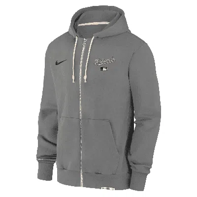 Nike Washington Nationals Authentic Collection Travel  Men's Dri-fit Mlb Full-zip Hoodie In Grey