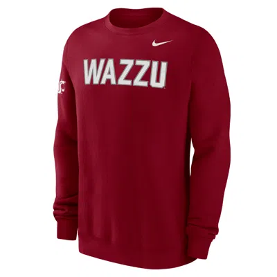 Nike Washington State Club Fleece  Men's College Crew-neck Sweatshirt In Red