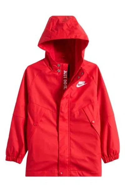 Nike Kids'  Water Repellent Rain Jacket In Red