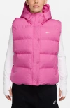 Nike Water Repellent Therma-fit Hooded Puffer Vest In Pink