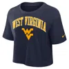 Nike Navy West Virginia Mountaineers Power Pursuit Athletic Prep Arch Performance Cropped T-shirt