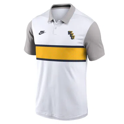 Nike West Virginia Athletic Prep Vapor Legacy Logo  Men's Dri-fit College Polo In White