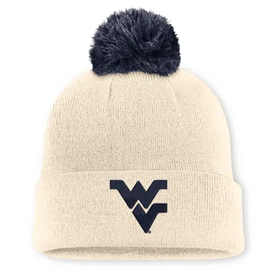 Nike West Virginia Campus Prep Script  Unisex College Cuffed Pom Beanie In Brown