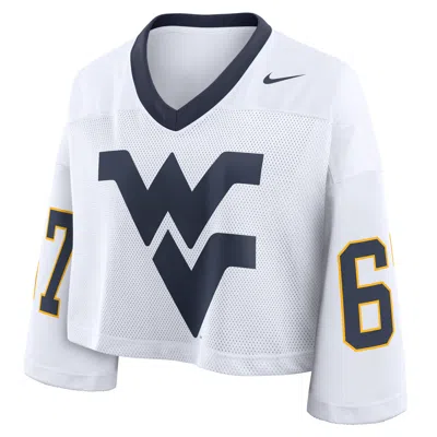 Nike West Virginia Logo  Women's Dri-fit College Cropped Jersey In White