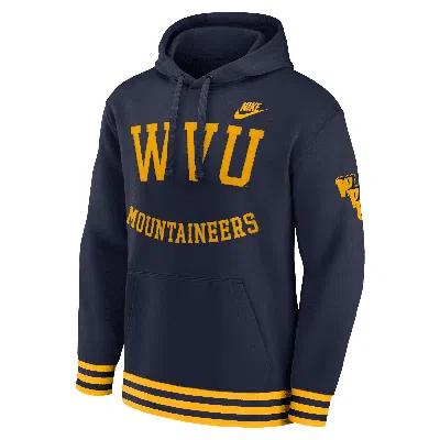 Nike West Virginia Mountaineers Legacy Retro Menâs  Men's College Pullover Hoodie In Navy