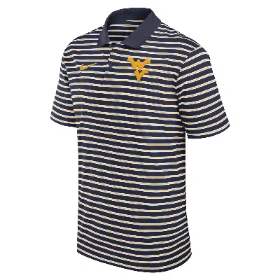 Nike West Virginia Mountaineers Primetime Victory Striped  Men's Dri-fit College Polo In Blue