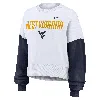 Nike Women's White West Virginia Mountaineers Color-block Oversized Cropped Pullover Sweatshirt In White