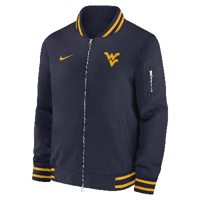 Nike Navy West Virginia Mountaineers 2024 Sideline Full-zip Bomber Jacket In Blue