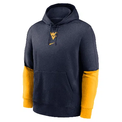 Nike West Virginia Mountaineers Sideline Team Issue Club  Men's College Pullover Hoodie In Blue