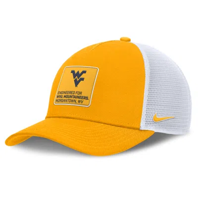 Nike West Virginia On-field Rise Engineered  Men's College Trucker Adjustable Hat In Yellow