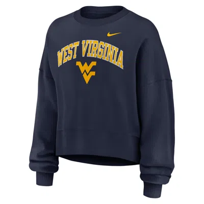 Nike West Virginia Phoenix Arch  Women's College Pullover Crew In Blue