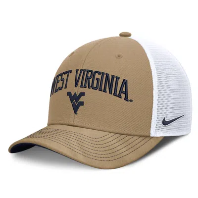 Nike West Virginia Primetime Arched  Unisex Dri-fit College Trucker Adjustable Hat In Brown