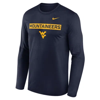 Nike West Virginia Primetime Legend 2-hit  Men's Dri-fit College Long-sleeve T-shirt In Blue