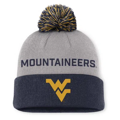 Nike West Virginia Primetime Peak  Men's College Cuffed Pom Beanie In Gray