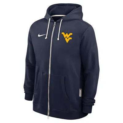 Nike West Virginia Sideline  Men's Dri-fit College Full-zip Hoodie In Blue