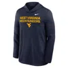 Nike Navy West Virginia Mountaineers 2025 Sideline Performance Long Sleeve Hoodie T-shirt In Blue