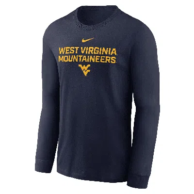 Nike West Virginia Sideline  Men's Dri-fit College Long-sleeve T-shirt In Blue