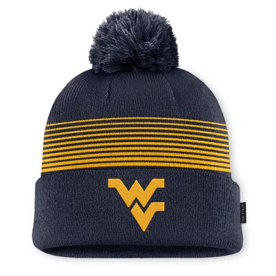 Nike West Virginia Sideline Peak  Unisex College Cuffed Pom Beanie In Blue