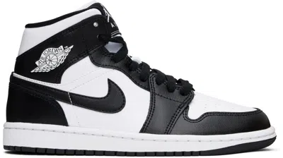 Nike White & Black Air Jordan 1 Mid Sneakers In Panda