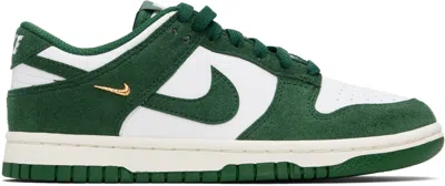 Nike White & Green Dunk Low Sneakers