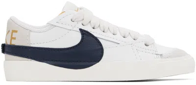 Nike White & Navy Blazer Low '77 Jumbo Sneakers In Summit White/obsidia
