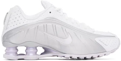 Nike White & Silver Shox R4 Sneakers