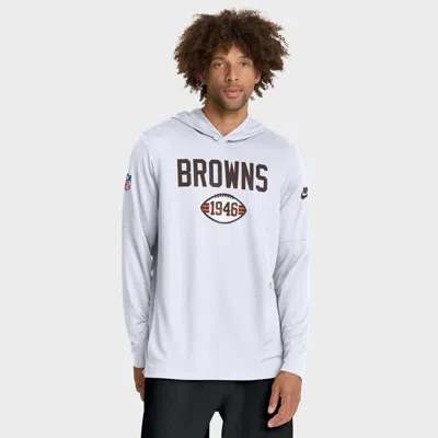 Nike White Cleveland Browns Alt Pack Pass Accuracy Performance Long Sleeve Hoodie T-shirt