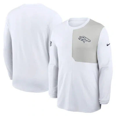 Nike White Denver Broncos Sideline Coach Uv Performance Long Sleeve T-shirt