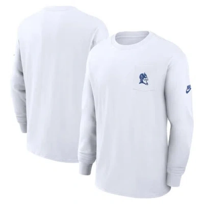 Nike White Duke Blue Devils Legacy Max90 Pocket Long Sleeve T-shirt